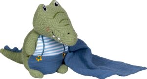 Die Spiegelburg Plyšová hračka s přikrývkou "Krokodýl" Little Wonder (udržitelná s recyklovaným materiálem a bavlnou z kontrolovaného ekologického pěstování)
