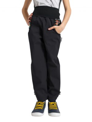 dětské softshellové kalhoty s fleecem Unuo Basic Roboti černá
