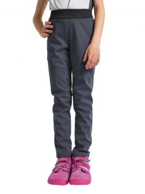 dětské softshellové kalhoty s fleecem Unuo Sporty tmavě šedá